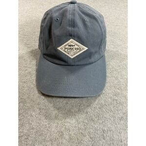 Poncho Outdoors Mens Fishing Hat Blue Gray Adjustable Dad Cap Austin Texas Patch